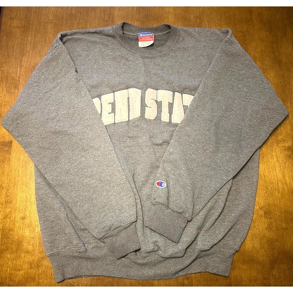 Champion Sweatshirt Mens Large Gray Fleece Lined Penn State University Crew Neck